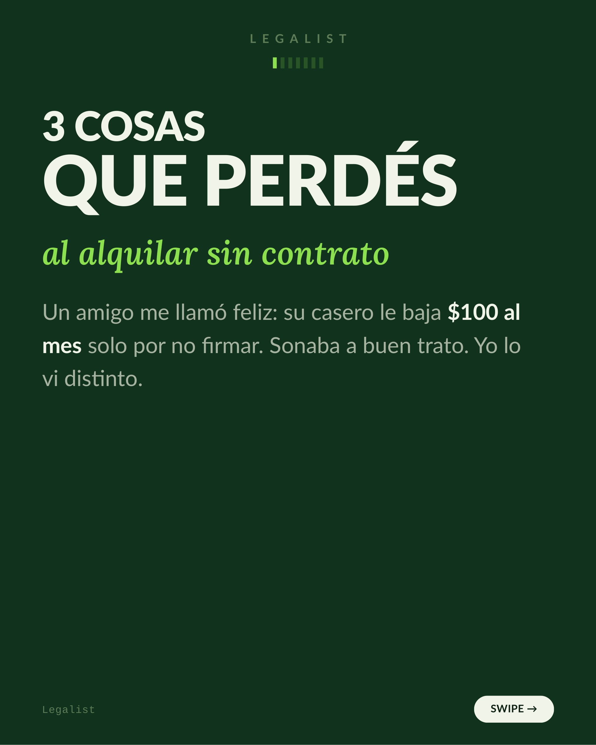 3 cosas que perdés al alquilar sin contrato — slide 1